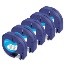 5 x Molabel Label Tape Compatible with Dymo Letratag S0721610 91201.12 mm x 4 m Black on White Plastic Letratag Tape for LT-100H LT110T LT-100TLabel