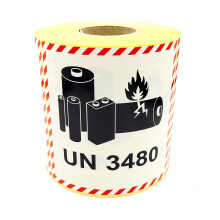 MD Labels 500 Dangerous Goods Labels UN 3480 100 x 100 mm - Contains Lithium-Ion Batteries - Transport Sticker - Dangerous Goods Sticker - Battery