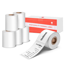 6 Rolls of Phomemo 50x80 mm Self-Adhesive Direct Thermal Labels, Thermal Printer Label Paper for Phomemo M110/M120/M220/M108/M100/M150/M250/M260 Label