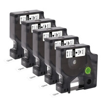 Molabel 5pack Compatible Label Tape Replacement for Dymo D1 45013 S0720530 Tape ?12 mm x 7 m? Black on White Work with Dymo Label Manager 160 200 210D