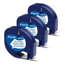 3 X 91201 Label Tape Replacement for Dymo Letratag Tape Plastic White S0721610 12mm x 4m, Label Maker Tape Compatible with Dymo Letratag LT-110T