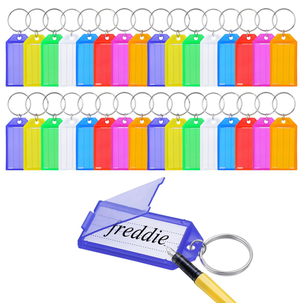 Ggxzht 32 Pack Key Tags With Labels- 8 Assorted Colors Key,Key Fobs With With Split Ring Label Window,Keyrings Tags For Keys,Pets,Luggage,Travel, Usb 5051303167131