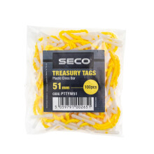 Seco Plastic Cross Bar Treasury Tags, 51mm, Pack of 100 - Yellow