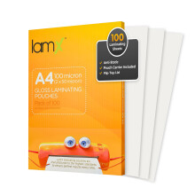 LamX Laminating Pouches A4 100 Micron, High Gloss Finish Sheets, Anti-Static Formula Laminating Pouches A4, 100 Micron (50+50 Micron) Pack of 100
