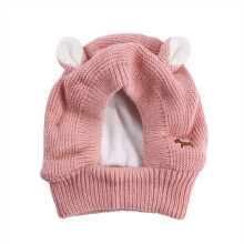 (pink) New Pet Headgear Autumn And Winter Rabbit Ears Plus Velvet Knitted Large Dog Golden Hair Warm And Windproof Hat