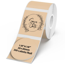 YIKIADA Brown Thermal Labels 30 MM Circle Vinyl Waterproof Stickers Self-Adhesive Round Decals Compatible with M110/M220 Pack of 300