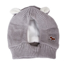 (grey) New Pet Headgear Autumn And Winter Rabbit Ears Plus Velvet Knitted Large Dog Golden Hair Warm And Windproof Hat