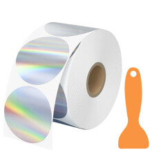 Wjelet Holographic Thermal Sticker Labels, 50mm x 50mm Transparent Round Labels, 400 Self Adhesive Stickers per Roll for DIY Logo Design, for Munbyn