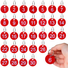 Piriuuo 1-30 Number Tags, Plastic Numbered Tags 35mm Round Numbered Key Tag with Metal Rings Numbered Marking Identification Tags for Home Office and