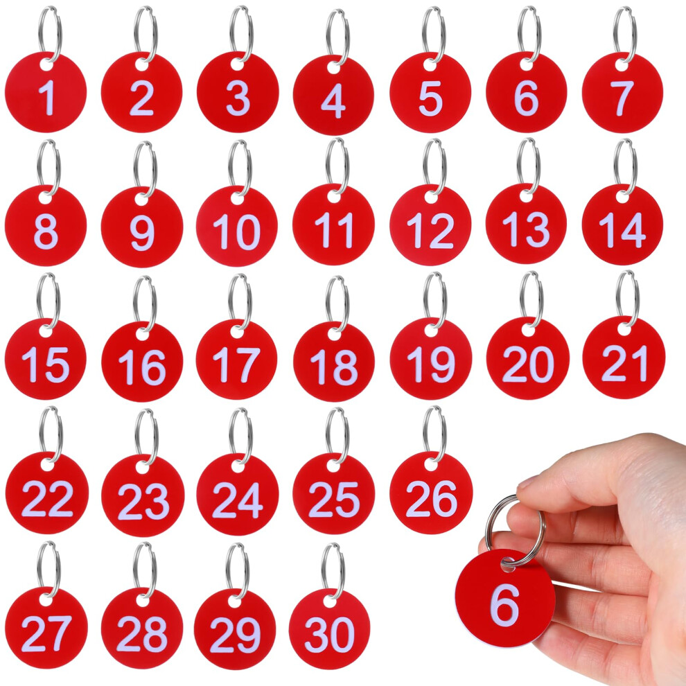 Piriuuo 1-30 Number Tags, Plastic Numbered Tags 35Mm Round Numbered Key Tag With Metal Rings Numbered Marking Identification Tags For Home Office And 5051303169555