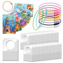 200 Pcs Card Holder Compatible with Yoto Cards, Portable Self-Adhesive Label with 10pcs Stainless Steel Key Ring Loops Compatible with Yoto