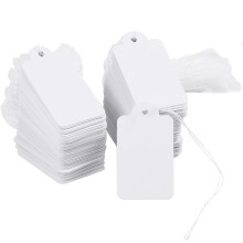 500Pcs Small White Writable Price Tags, Blank Gift Strung Labels, Jewelry Clothing Display Marking Tags with Hanging String