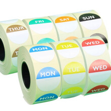 Food Hygiene Labels Food Label Day Dots Full Week - 1 Roll per Day - 1000 Stickers per Day - Permanent Adhesive