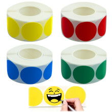 2000PCS Dot Coloured Stickers, 25mm Waterproof Removable Coloured Circle Stickers, 4 Rolls Sticky Dots Colour, Round Sticker Assorted for Coding,