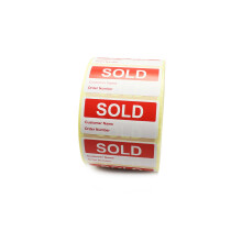 Label Metrics - 1,000 - SOLD Labels/stickers - with Customer Name & Order Number. 50mm x 25mm