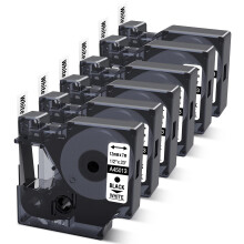 6X Compatible with Dymo D1 Label Tape 45013 12mm S0720530 Replace for DYMO Label Maker Refills a45013, Black on White for Dymo LabelManager 160 420P