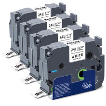 4X XemaX Compatible for Brother Label Printer Tape 18mm TZe-241 Tz-241 Ub-241 Black on White Tape Cassette for Brother P-Touch Label Maker PT-D600