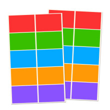 Coloured Stickers Sticky Labels, 7.5 x 5 cm - 5 colours, Pack of 250