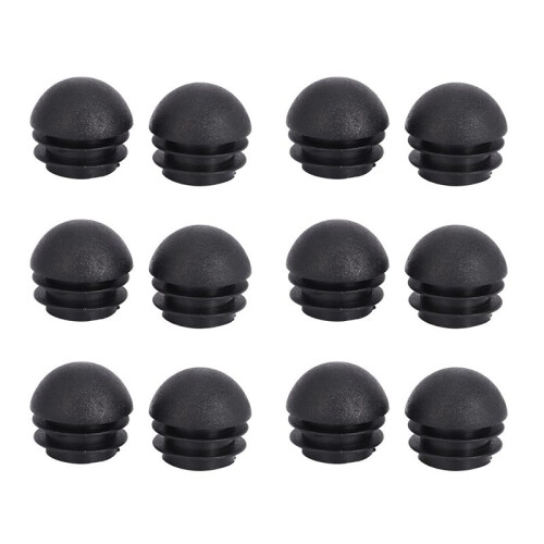 12 Pcs 25mm Dia Plastic Round Tube Inserts End Blanking Caps Black 1