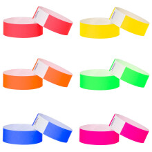L LIKED 600 Pcs Neon Wristbands for Events, Waterproof Paper Wristbands Party Bands Entrance Wristbands for Events Music Festival Concert Contest (6