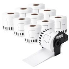 10 Rolls DK-22205 QL-700 QL-800 QL-810W QL-820NWB QL-1100 Continuous Paper Label 62mm Replacement for Brother DK22205 Label Roll 62mm x 30.48m Black