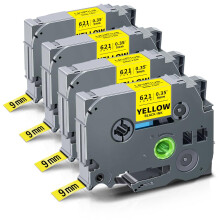 UniPlus Compatible TZe Black on Yellow Label Tape Replacement for Brother Tze Tape 9mm Tze-621 Tze621 Tz-621 Tz621 Work with PT-D210 GL200 PT-H300