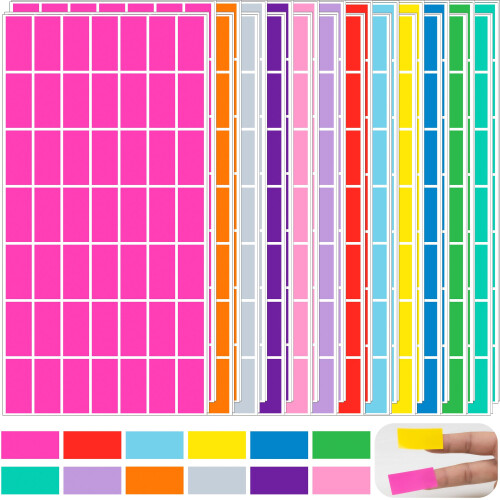 1176 Pack Rectangular Coloured Stickers Labels,12 Colours Rainbow Sticky Label,4cm x 1.9cm Color Coding Labels Assorted Stickers by YSHIHE