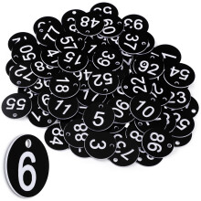 Tenare 1-100 Plastic Table Numbers Key Number Cloakroom Tags Waterproof Small ID Tags with Hole for Restaurant Cafe Outdoor Car Dormitory Lockers