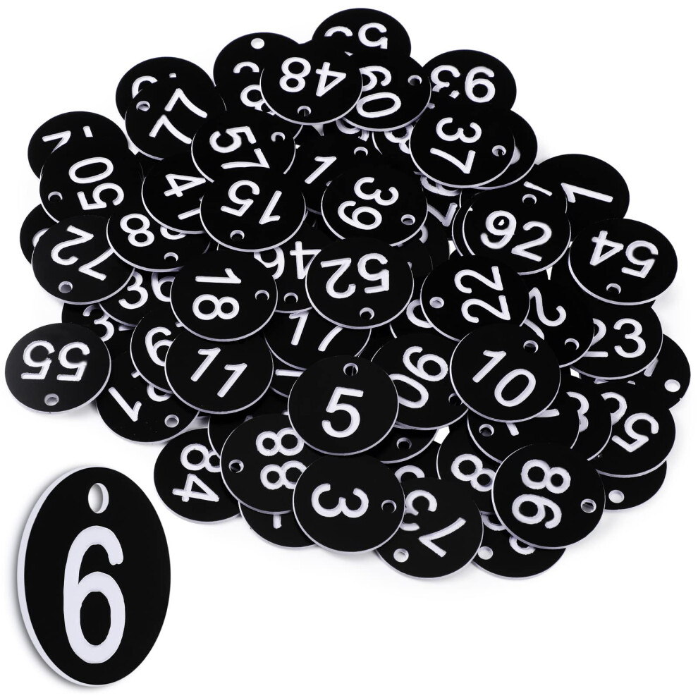 Tenare 1-100 Plastic Table Numbers Key Number Cloakroom Tags Waterproof Small Id Tags With Hole For Restaurant Cafe Outdoor Car Dormitory Lockers 5051303169821