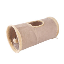 (Khaki) Collapsible pet tunnel cat pipe puzzle cat toy drill bucket indoor game puppy rabbit play chase hidden tunnel pipe practice