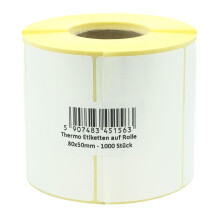 MD Labels White Thermal Labels on a Roll 80 x 50 mm 1000pcs Permanent Adhesive White Adhesive Labels for Labelling for Barcode