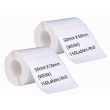 DINGYI 2 Rolls Thermal Labels Compatible with M110/120 Printer Labels White Adhesive Waterproof 50x50mm Thermal Printer Paper for Barcode Retail Home