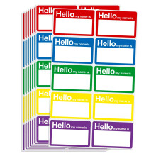 L LIKED Hello My Name is 5 Colors 3.5" x 2.25" 200 Name Tags Stickers for Party, Office, Meeting, School