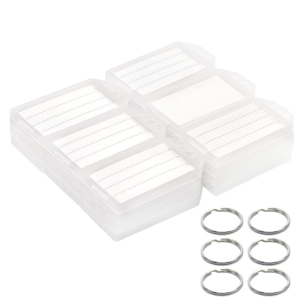 Coideal White Plastic Key Tags With Labels - 60 Pack Tough Key Chain Tag Id Identifiers With Clear Label Window And Strong Split Ring For Luggage 5051303171077