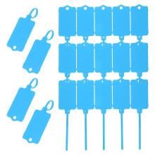 PATIKIL 100Pcs Blank Waterproof Plastic Tags With Zip Tie - Label Seal for Shipping, Key Storage, Labeling Luggage - Reusable Writable Marker, Blue