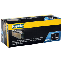 Rapid High-Performance Staples for Dense Materials, Narrow Crown No. 606, Leg Length 18mm, Staple Gun Staples, Resin-Coated Galvanised Steel, 4000
