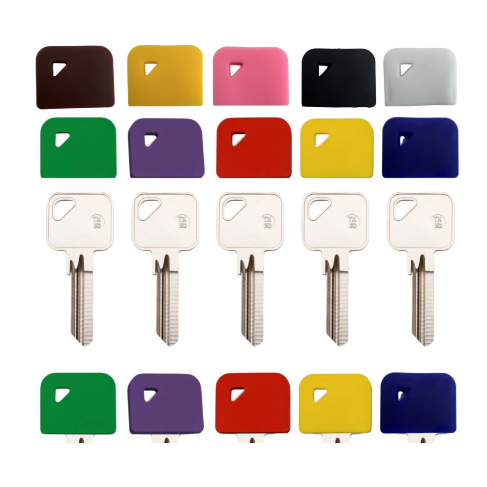 Rokel Square Key Covers Caps ? 10 Pcs Coloured Silicone Key Caps (25?30Mm), Large Key Covers Yale & House Door Keys, Flexible Key Identifiers, Key 5051303169708