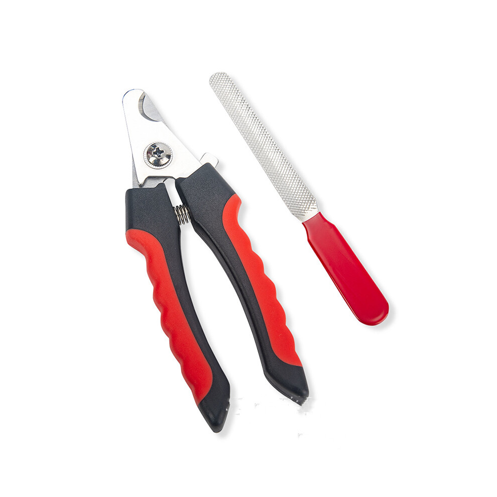 Black/Red ( Red) Pet Dog Cat Nail Paw Claw Clippers Scissors Trimmer Grooming Nail File Kit
