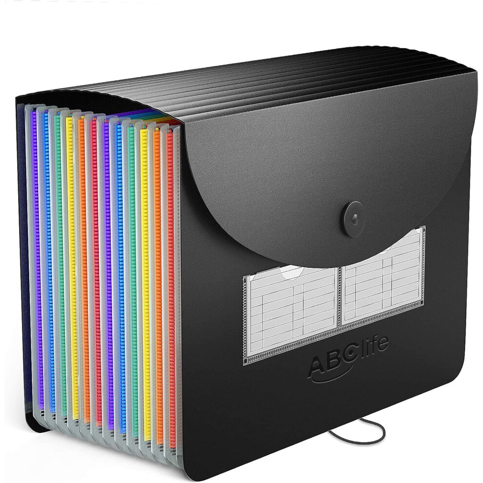 Abc Life Expanding File Folder, 12 Pockets A4 Accordion File Organiser, Portable Rainbow Document Filing Box, Accordian Monthly Bill Receipt Paperwork 5051303179899