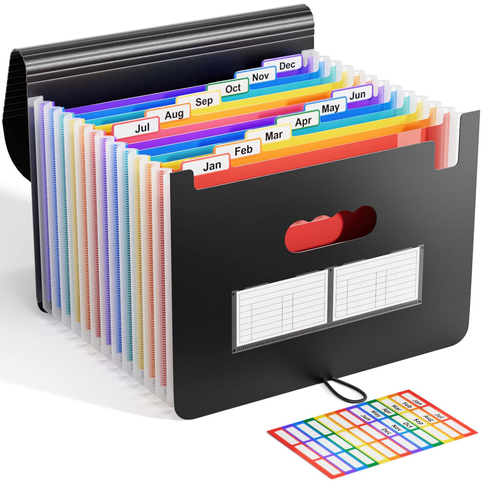 Abc Life Expanding File Folder Accordion File Organiser 12 Pockets, Portable A4 Desktop Document Filling Box, Accordian Bill Receipt Paper Organiser, 5051303179172