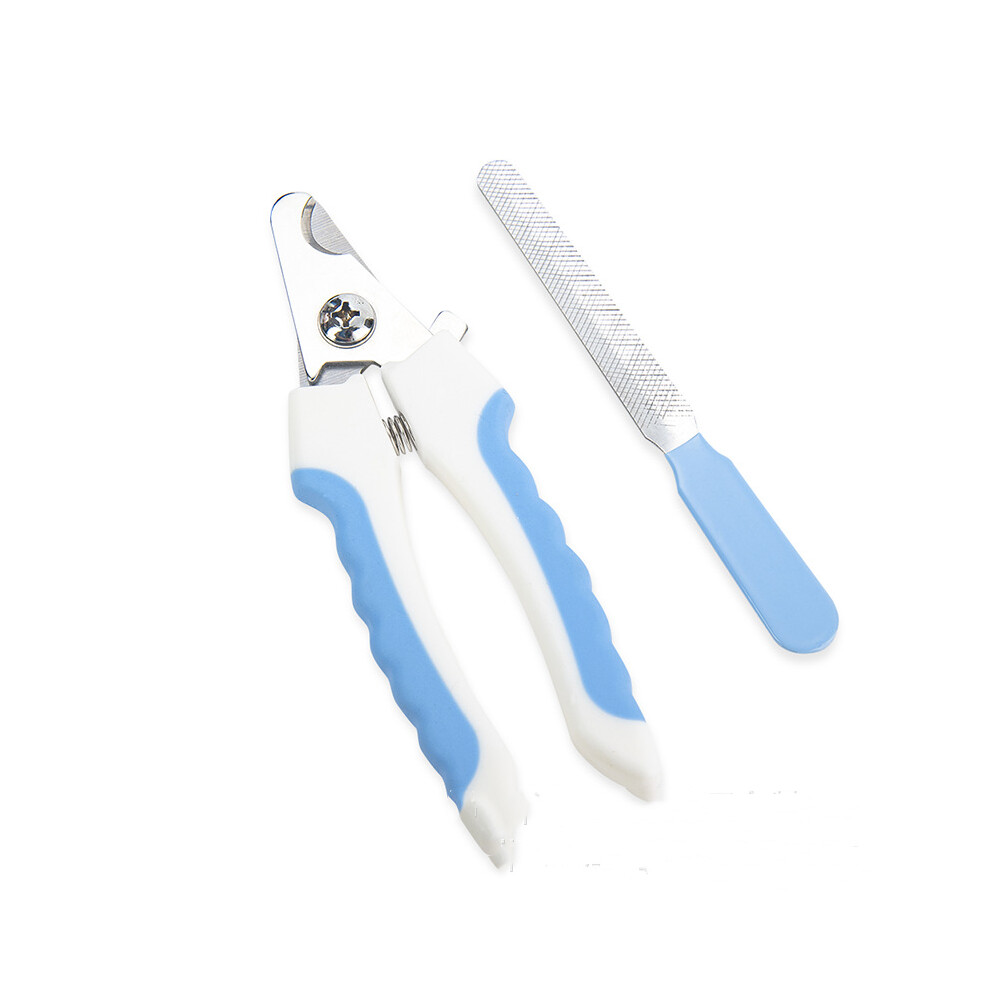 White/Blue ( Blue) Pet Dog Cat Nail Paw Claw Clippers Scissors Trimmer Grooming Nail File Kit