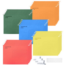 KAHEIGN 25Pcs A4 Suspension Files, 5 Colours Heavyweight Folder Reinforced Top and Bottom Hanging File Folders for School Office Stationery A4 Filing