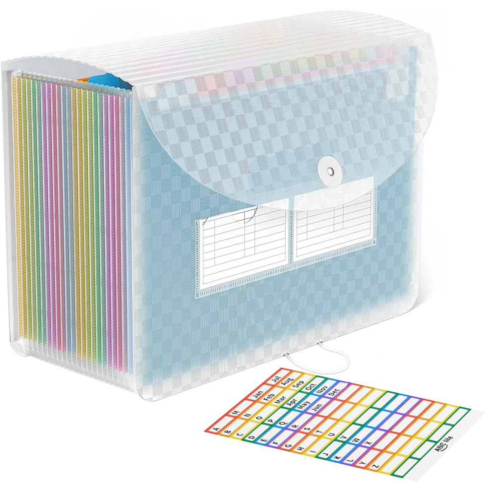 Abc Life A4 Expanding File Organiser With Grid Pattern,26 Pockets Expandable Filling Boxes Documents Organiser,Accordion A4 Desk Folders,Portable 5051303180581