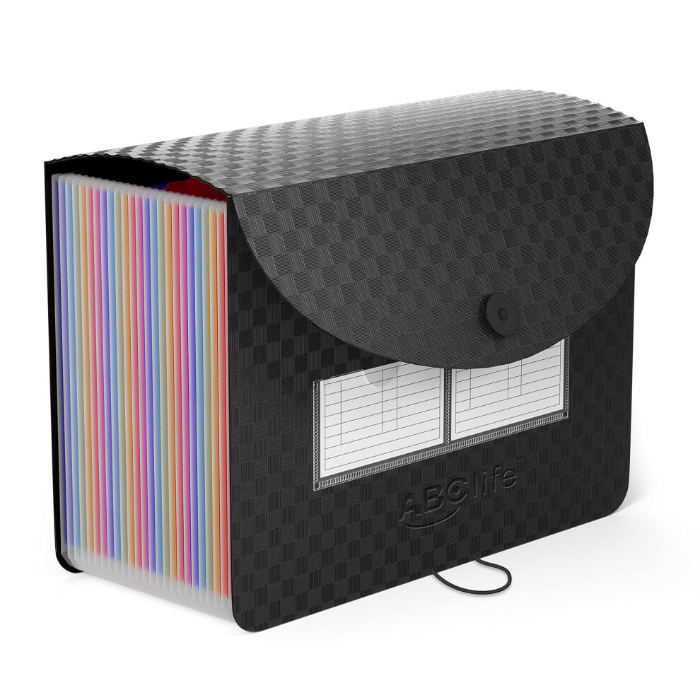Abc Life 26 Pockets Accordion File Organiser Expanding File Folders, Portable A4 Document Filing Box, Plastic Monthly Receipt Paperwork Organiser, 5051303180109