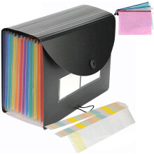 Expanding File Organiser A4,Amaza 24 Pockets Accordion File Organise with 3pcs A4 Zip File Bags,Quality Expanding File Folder,Document