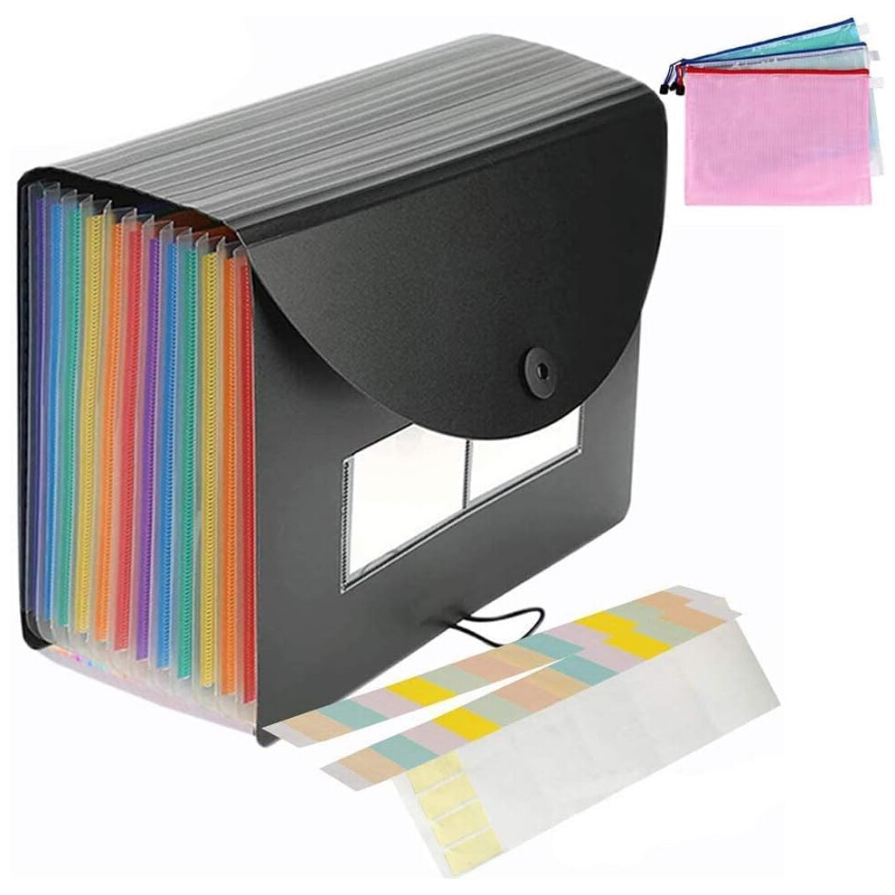 Expanding File Organiser A4,Amaza 24 Pockets Accordion File Organise With 3Pcs A4 Zip File Bags,Quality Expanding File Folder,Document 5051303180284