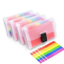 4 Pack Expanding File Folder, A6 Size 13 Pockets Portable Accordion Folder Expandable File Rainbow Document Organiser Expanding Ticket Accordion File