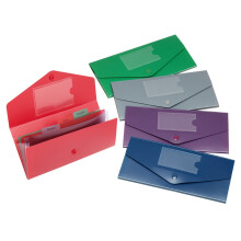 Snopake DL Fusion Travel Holder 3-Part ? Fusion Assorted [Pack of 5] Ref: 15699,Blue/Green/Purple/Red,24.5 x 23.7 x 3.1