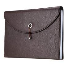 IGNPION PU Leather A4 Expanding Folder File Organisersn 13 Pocket Document Wallet Portfolio Business Folder with Elastic Closure (Brown)