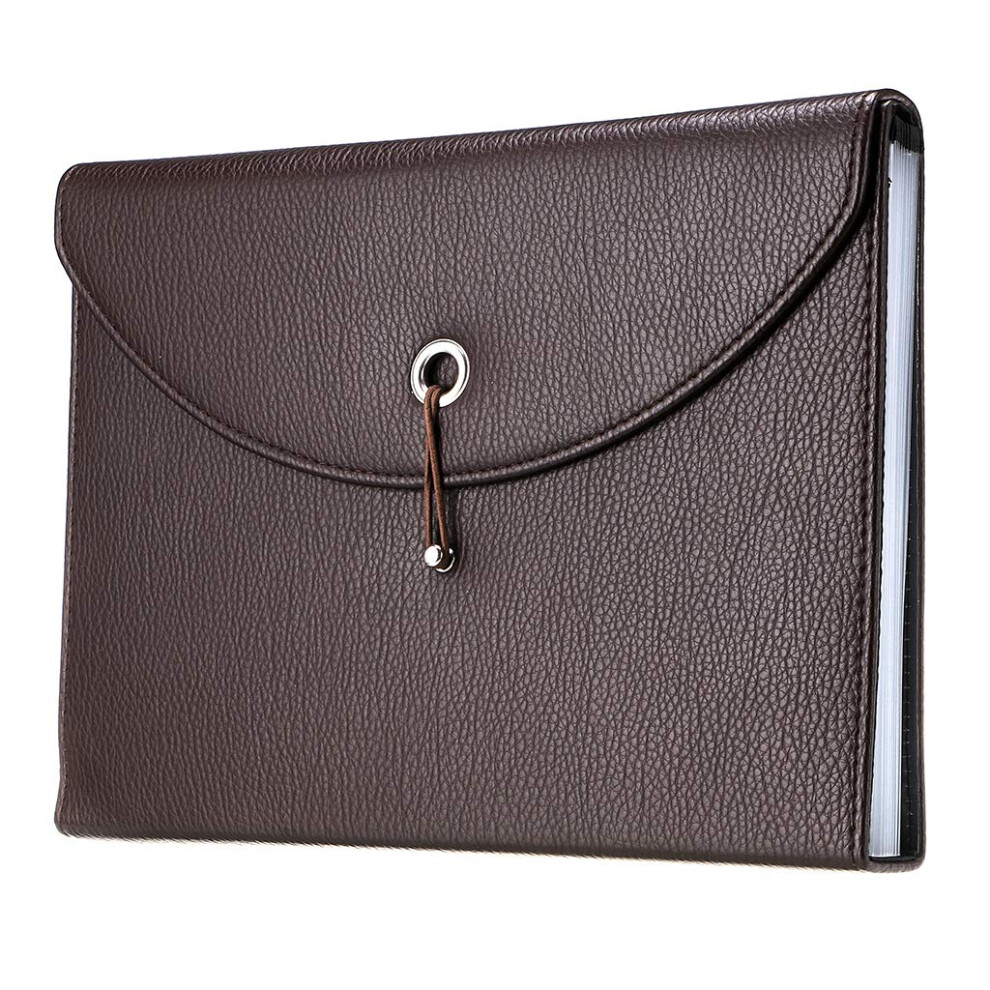 Ignpion Pu Leather A4 Expanding Folder File Organisersn 13 Pocket Document Wallet Portfolio Business Folder With Elastic Closure (Brown) 5051303180048